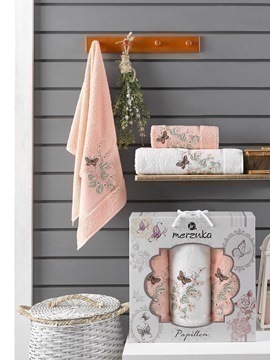 Набор полотенец махровых Papillon Merzuka<3 предмета 50*90-2шт+70*140, оранжевый> (арт.10169,10170)